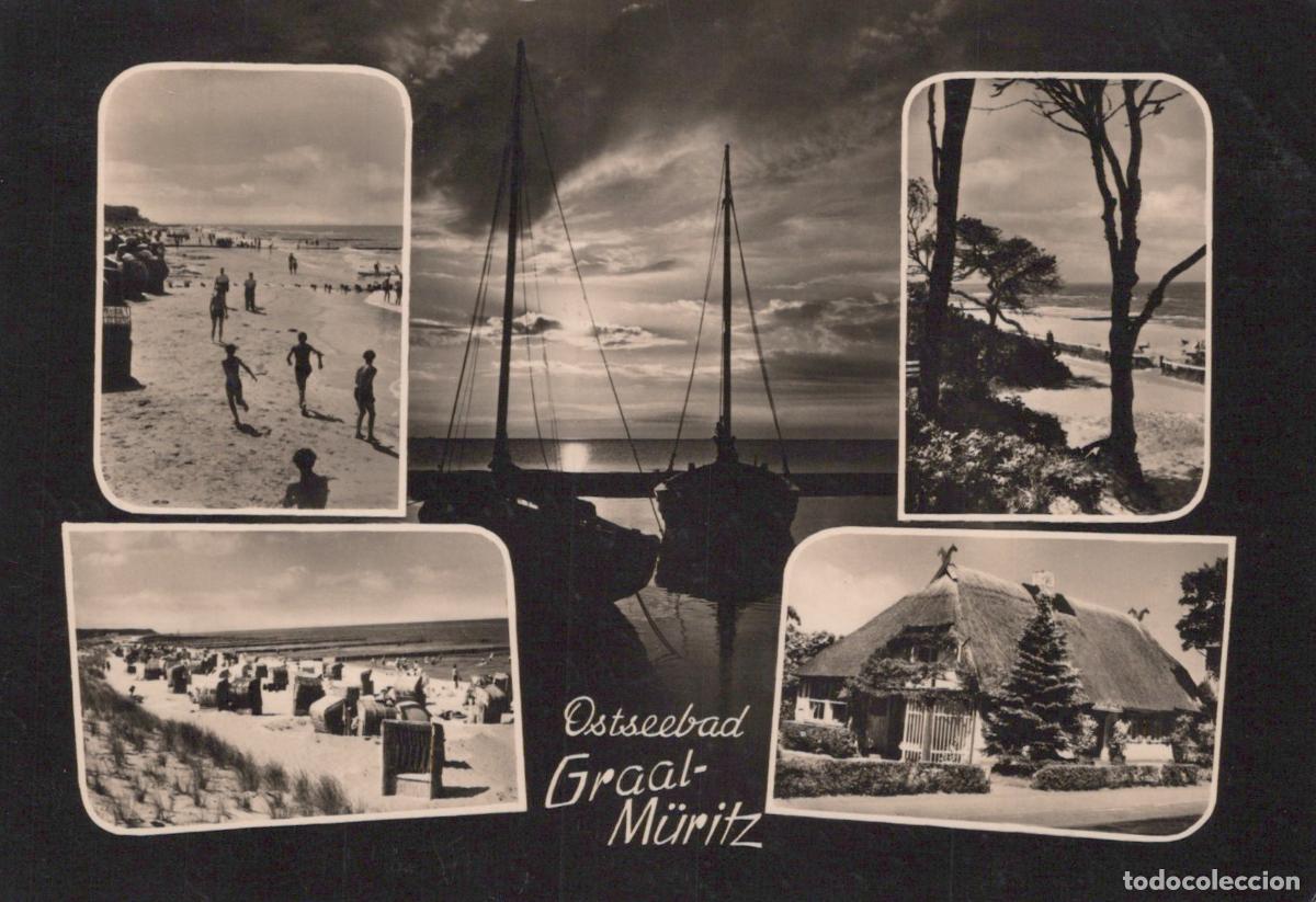 Cartoline: Germany Graal M&uuml;ritz Baltic Sea Resort Beach Boats Thatched House *YAX831
