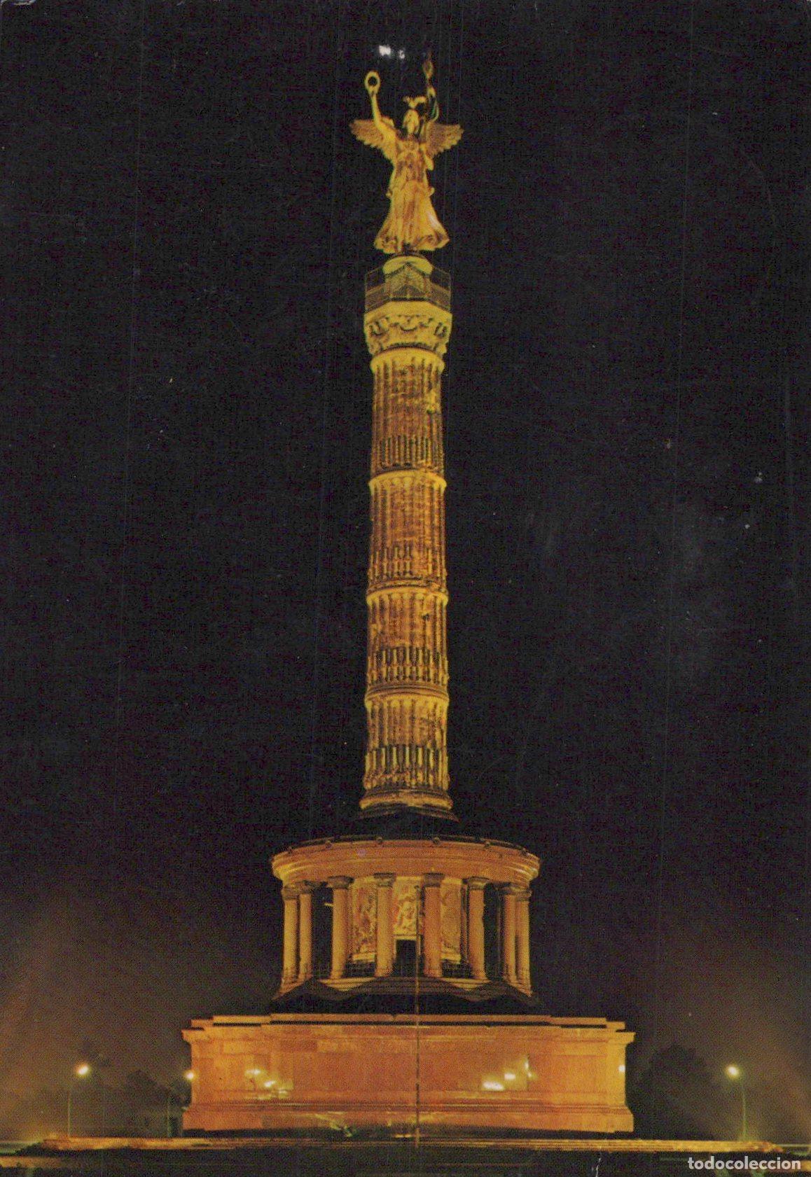 Postais: Germany Berlin Victory Column Siegess&auml;ule Illuminated At Night *YAX923