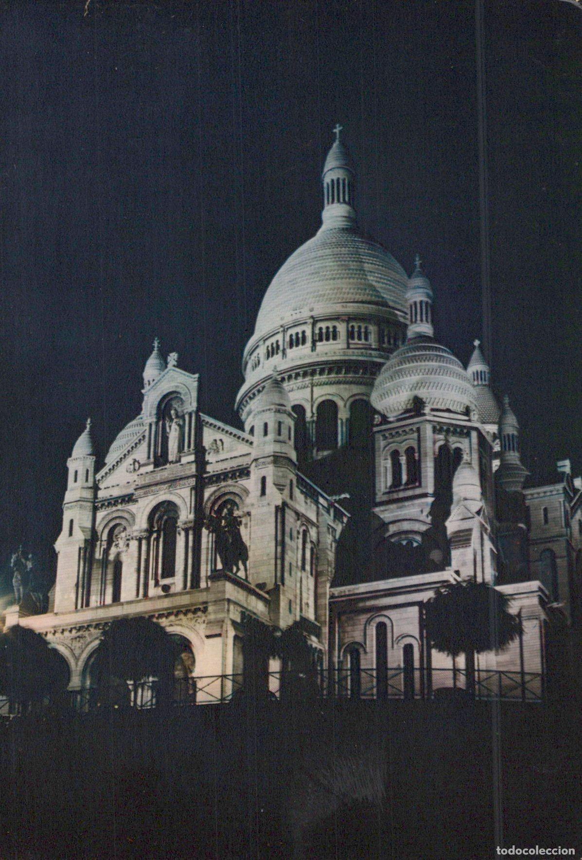 Cartes Postales: France Paris Sacre Coeur Basilica Illuminated At Night Architecture *YAX995