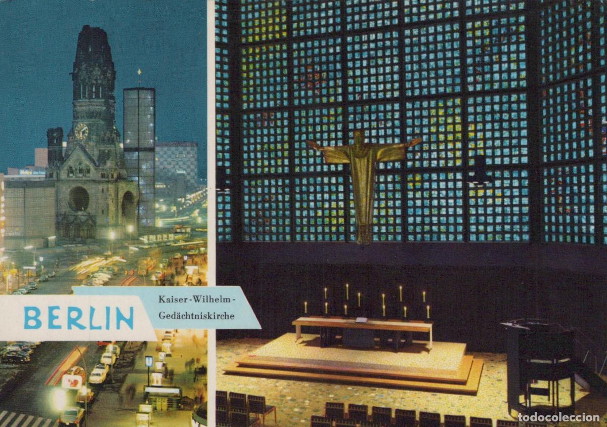 Postcards: Germany Berlin Kaiser Wilhelm Memorial Church Interior and Exterior *YAX259
