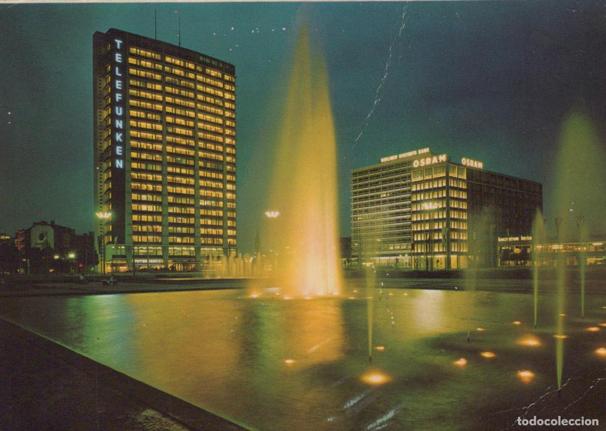 Postcards: Germany Berlin Ernst Reuter Platz Telefunken Building Fountain Night *YAX261