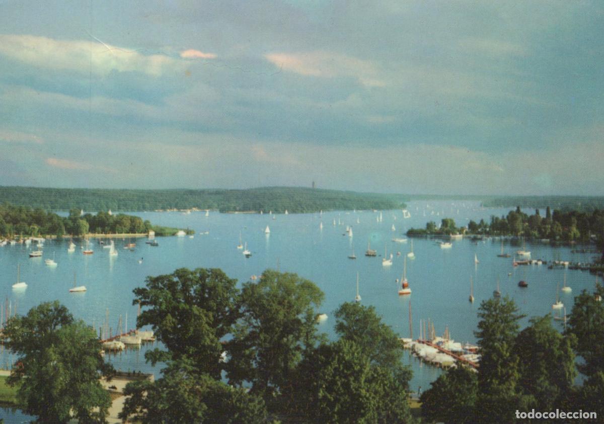 Postais: Germany Berlin Wannsee Lake With Numerous Sailboats and Forested Shores *YAX513