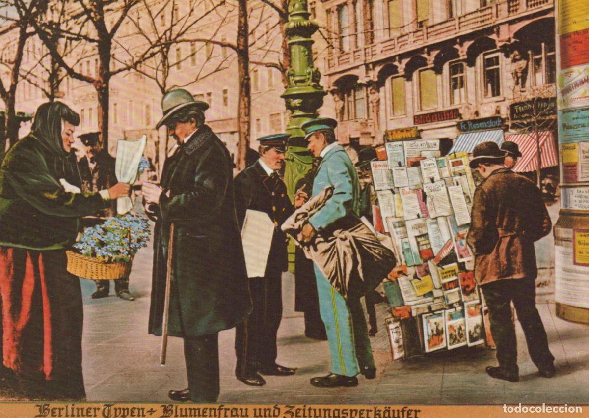 Postais: Germany Berlin Street Scene Flower Seller Newspaper Vendor and Unposted *YAX327
