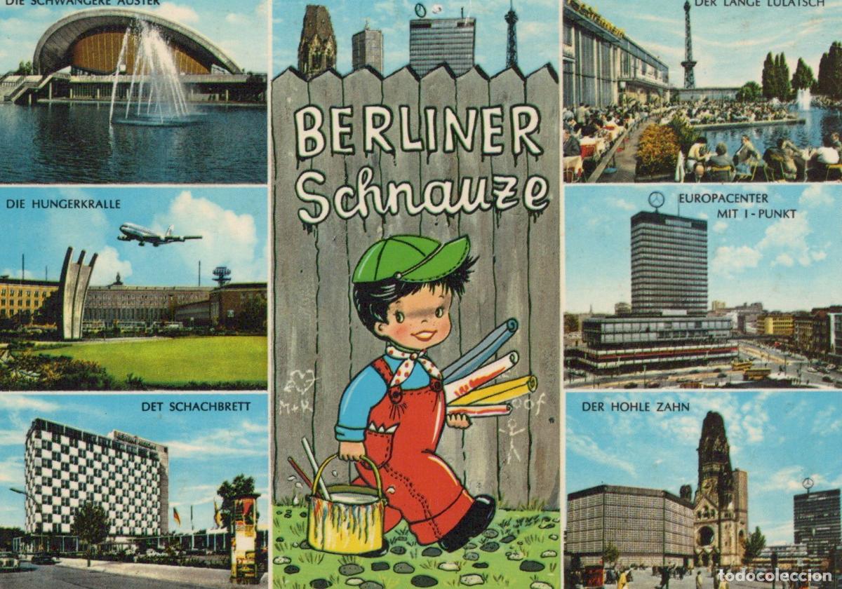 Postais: Germany Berlin City Collage With Modern Architecture and Cartoon Boy *YAX329