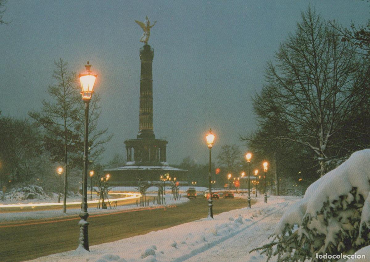 Postais: Germany Berlin Victory Column Winter Night Snow Street Lights *YAX377