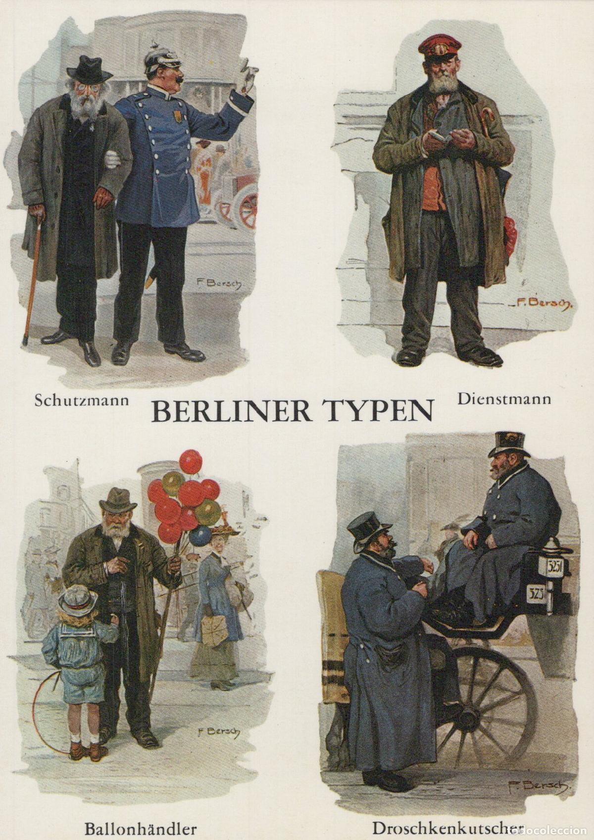 Postais: Germany Berlin Types Policeman Porter Balloon Seller Coachman Unposted *YAX599