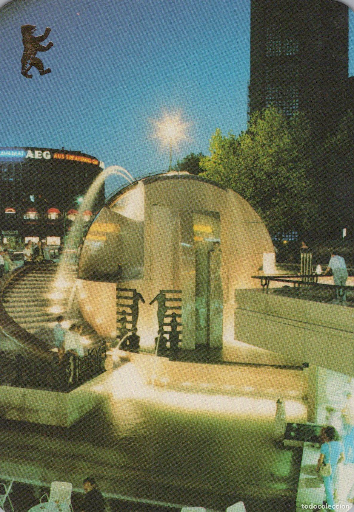 Postcards: Germany Berlin Gammelbusch Fountain At Night Illuminated Water Feature *YAX649