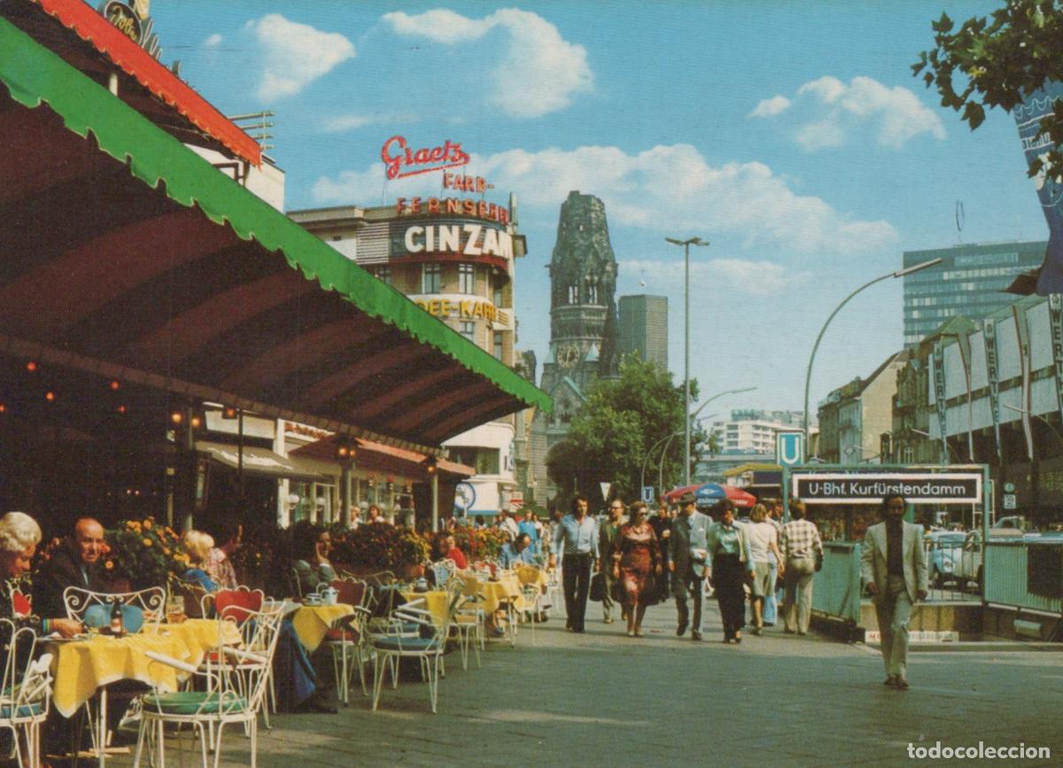Postcards: Germany Berlin Kurf&uuml;rstendamm Street Scene With Cafe and Kaiser Wilhelm *YAX480