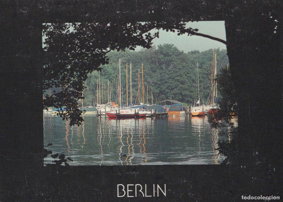 Postkarten: Germany Berlin Tegeler See Lake Sailboats Moored Forest Unposted *YAX526