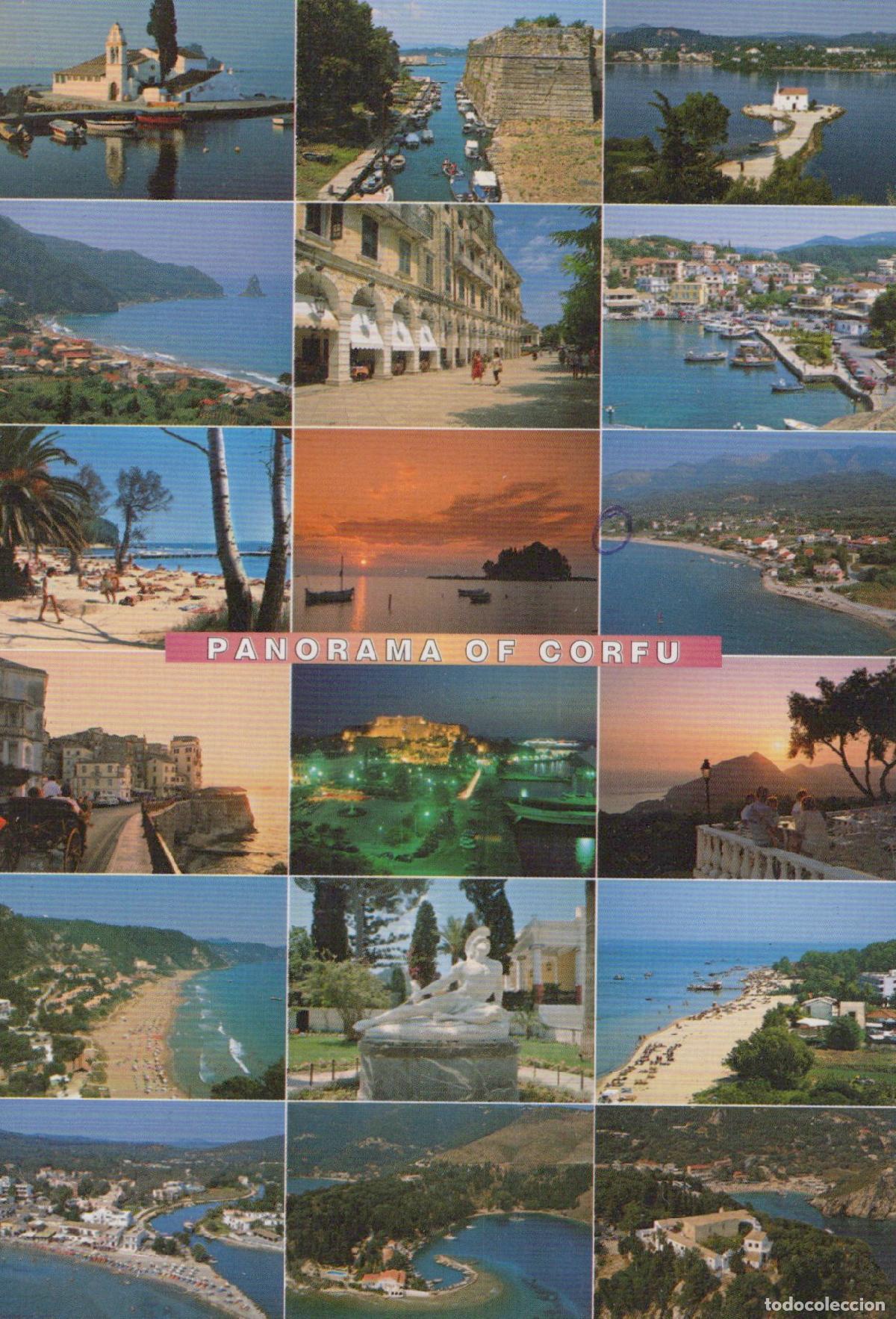 Postcards: Greece Corfu Panorama of Multi View Coastal Beaches Architecture *YAX914