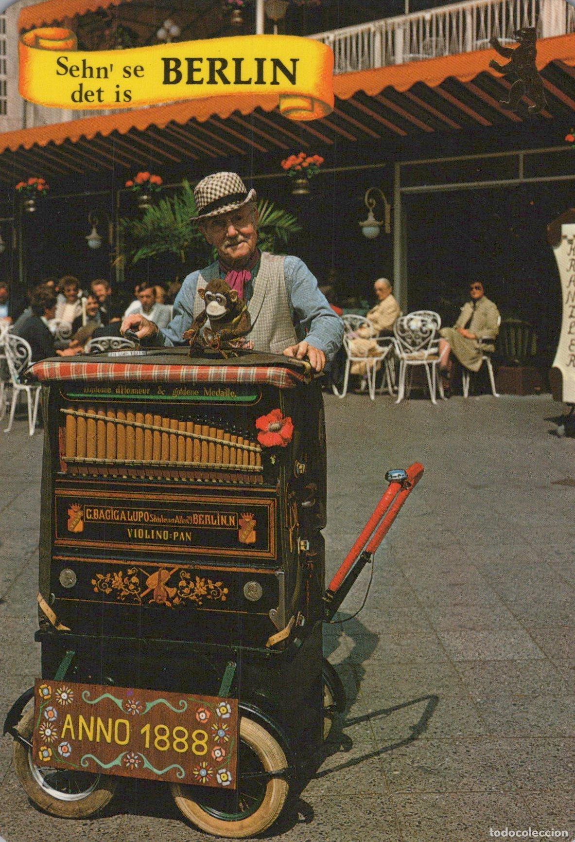 Postcards: Germany Berlin Organ Grinder With Monkey and Street Organ Anno Unposted *YAX644