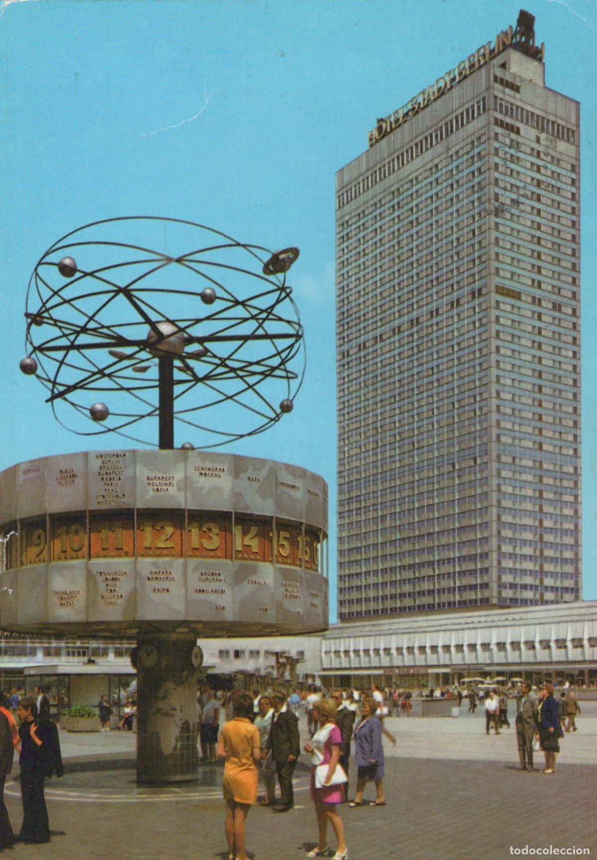 Postcards: Germany Berlin Alexanderplatz World Time Clock Hotel Stadt East *YAX696