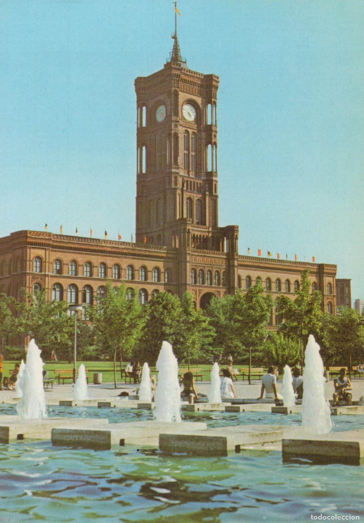 Postcards: Germany Berlin Red Town Hall With Fountain 1970s Architecture Unposted *YAX714