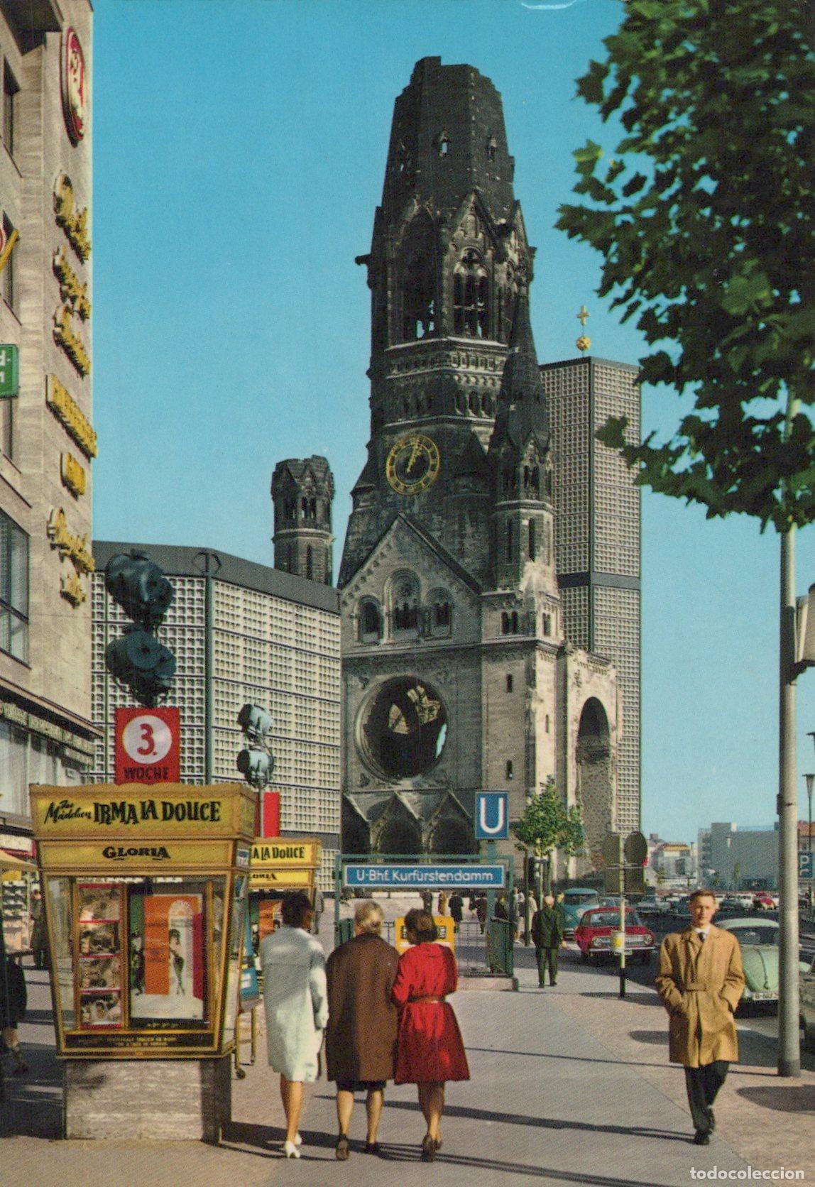 Cartoline: Germany Berlin Kaiser Wilhelm Memorial Church Kurf&uuml;rstendamm Street View *YAX722