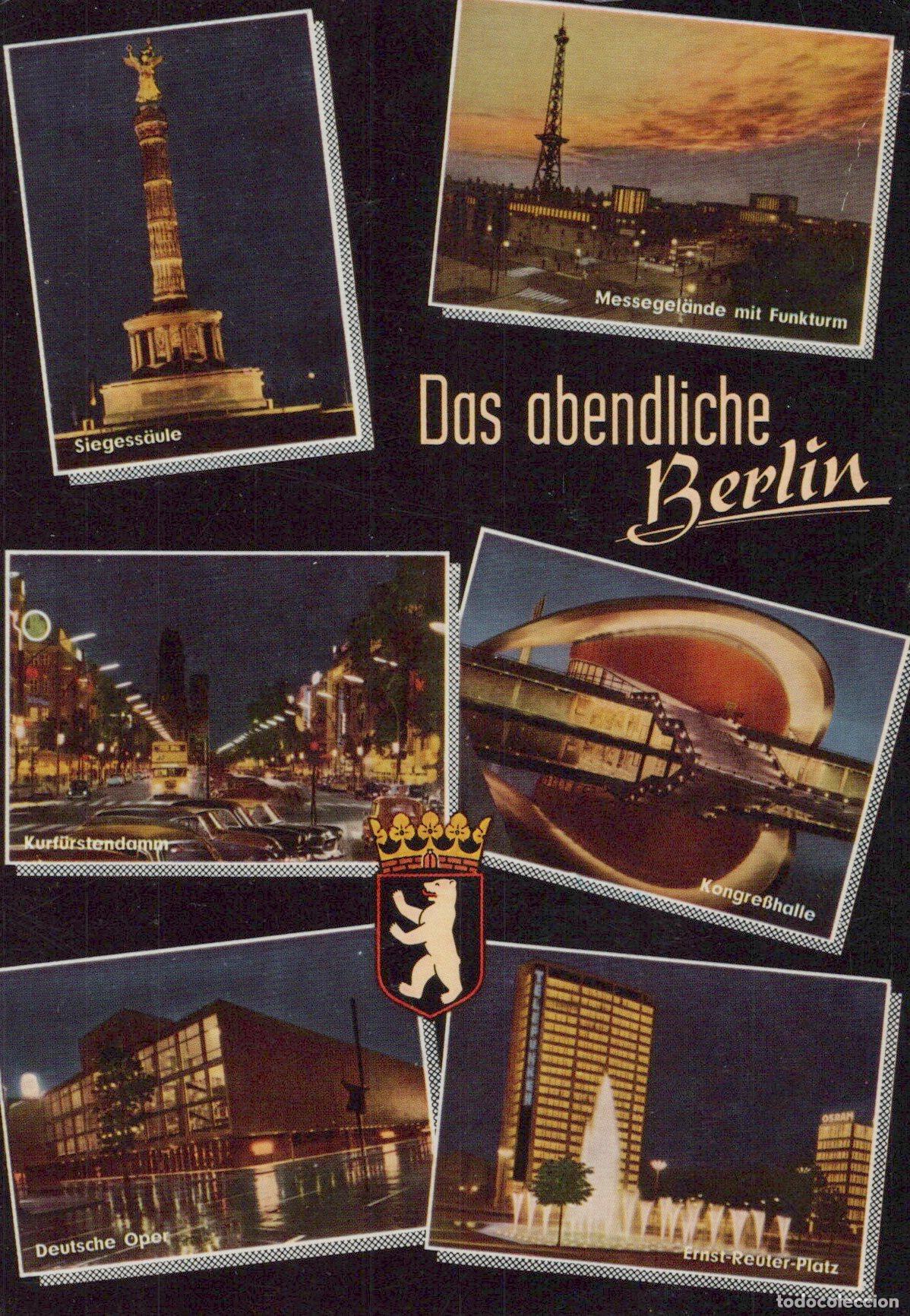 Postcards: Germany Berlin Night Views Collage Sieges&auml;ule Funkturm Kurf&uuml;rstendamm *YAX726