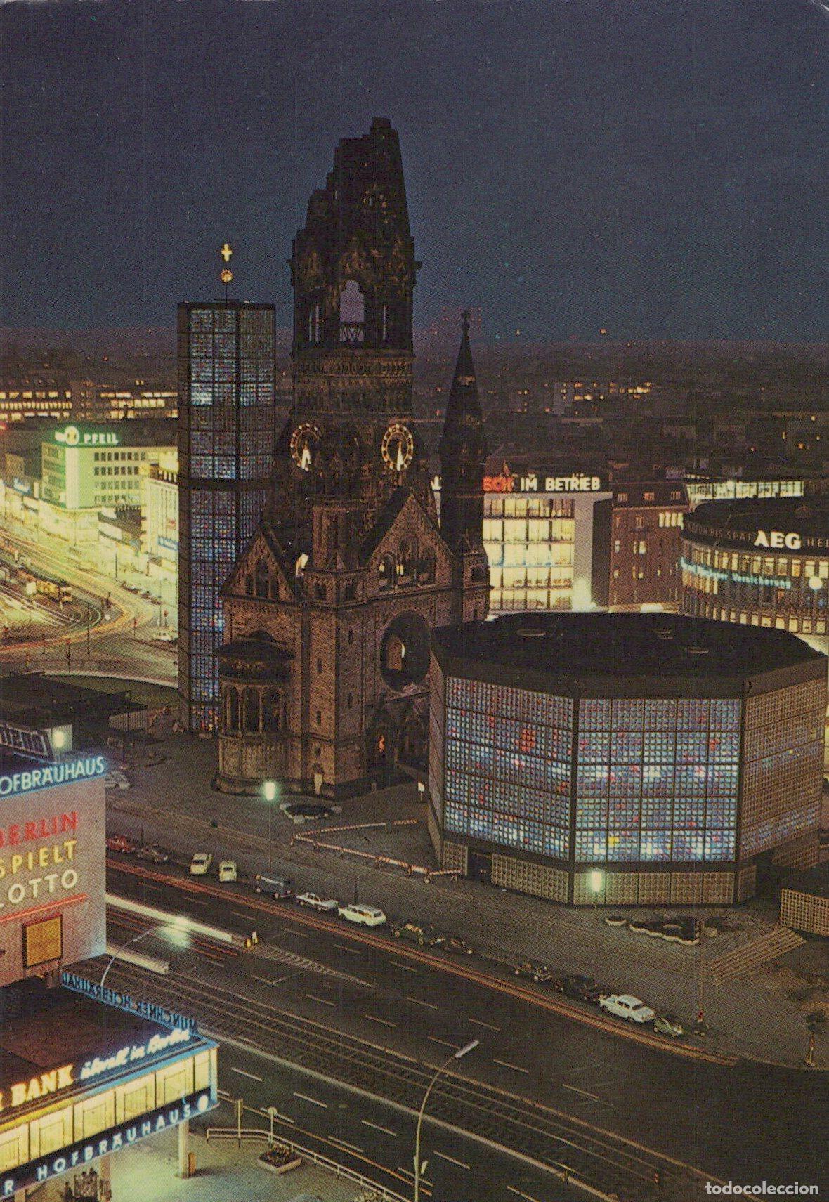 Postcards: Germany Berlin Kaiser Wilhelm Memorial Church and Europa Center At Night *YAX738