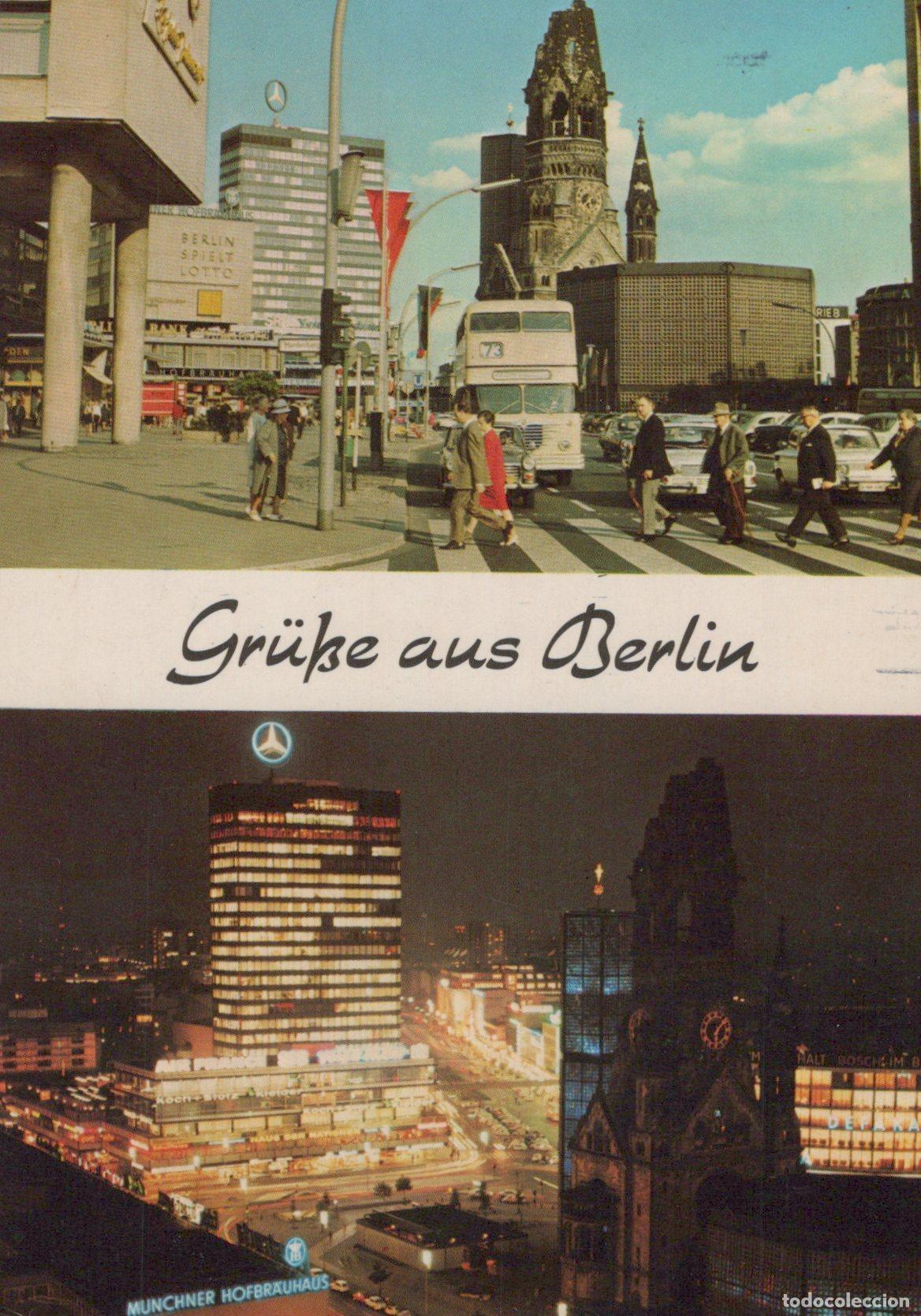 Postcards: Germany Berlin Cityscape Day Night Kaiser Wilhelm Memorial Church 1979 *YAX740
