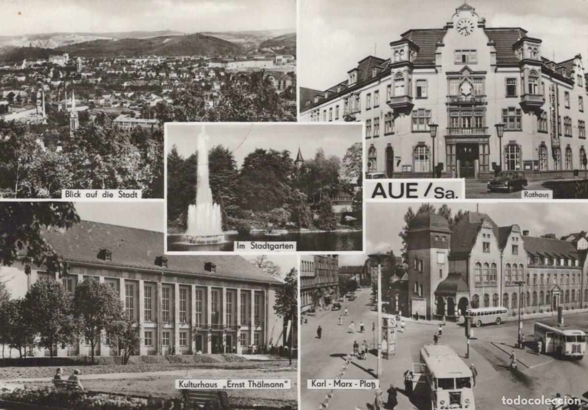 Postais: Germany Aue Sa Multi View Cityscape Rathaus Karl Marx Platz Kulturhaus *YAX816