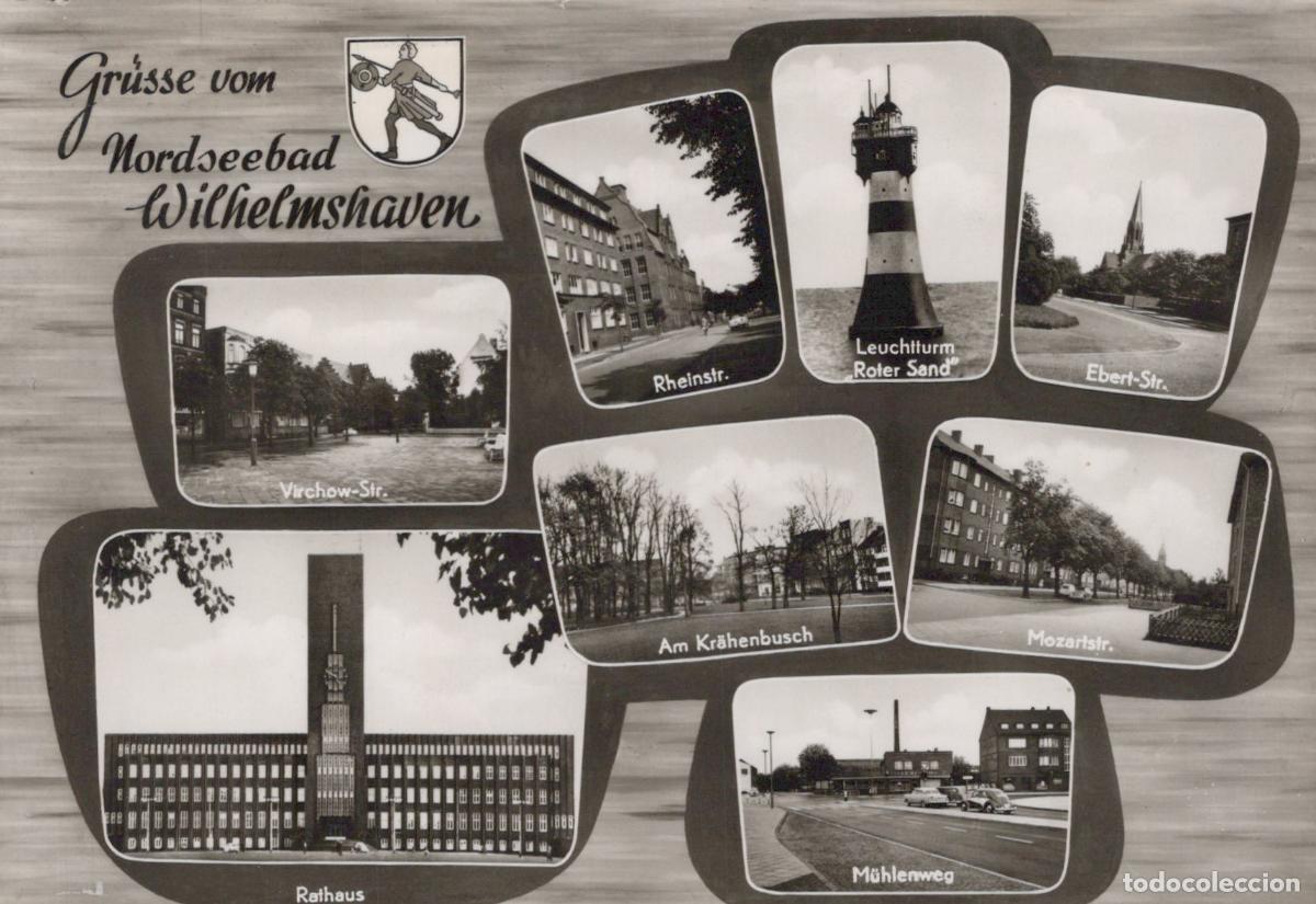 Postais: Germany Wilhelmshaven Multi View Lighthouse Rathaus Streets 1950s *YAX840