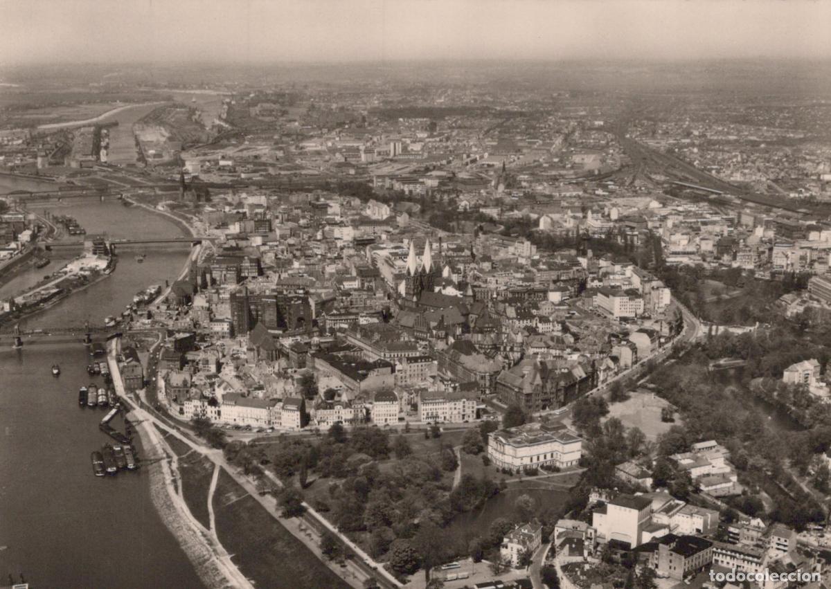 Postcards: Germany Bremen Aerial View of Cityscape and Weser Real Photo Unposted *YAX878