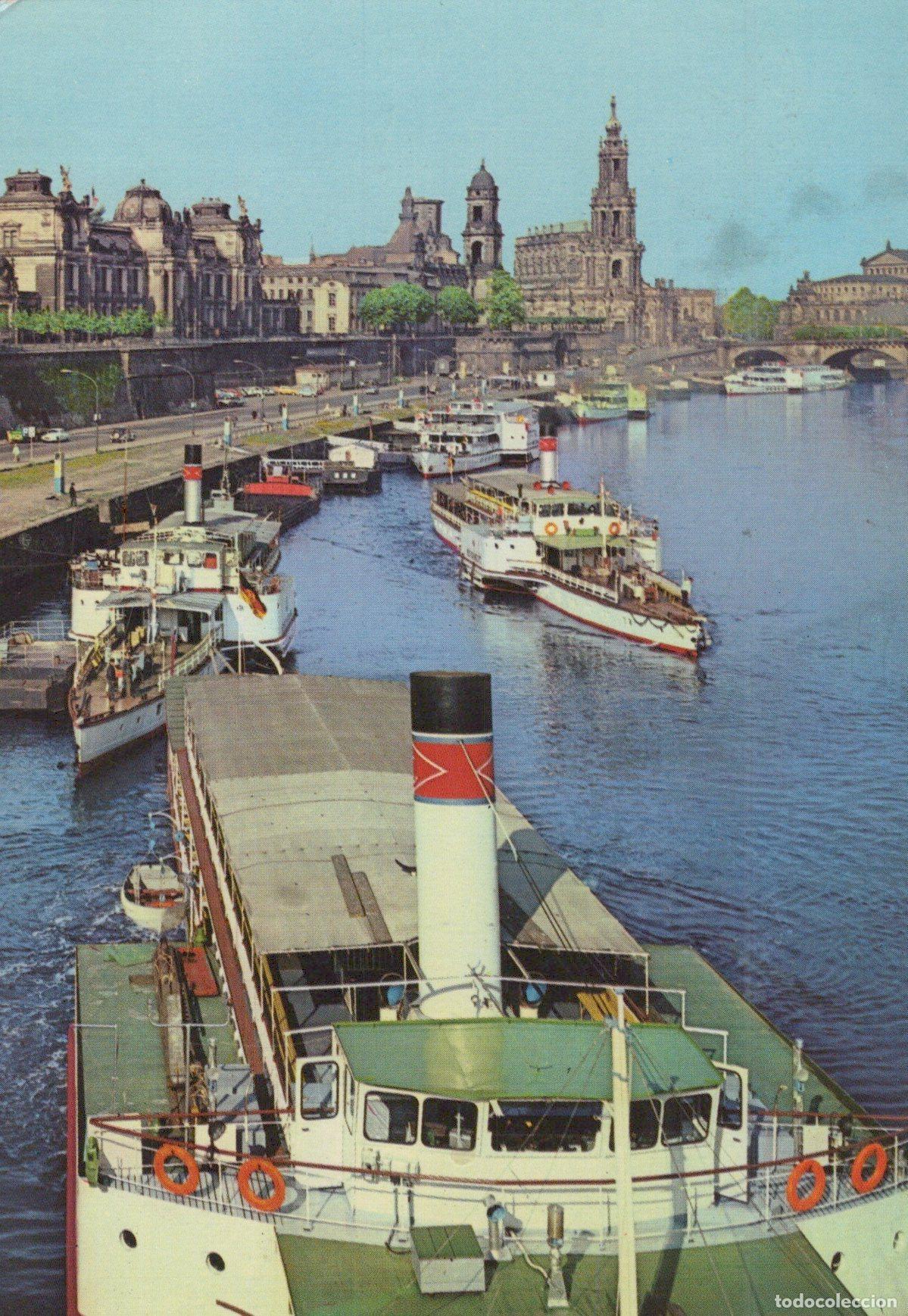 Postales: Germany Dresden Elbe River With Paddle Steamers and Br&uuml;hl S Terrace *YAX977