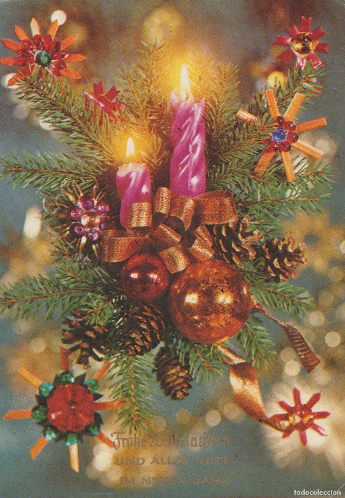 Postcards: Germany Hannover Christmas Candles Pine Cones Ornaments Frohe *YAY028