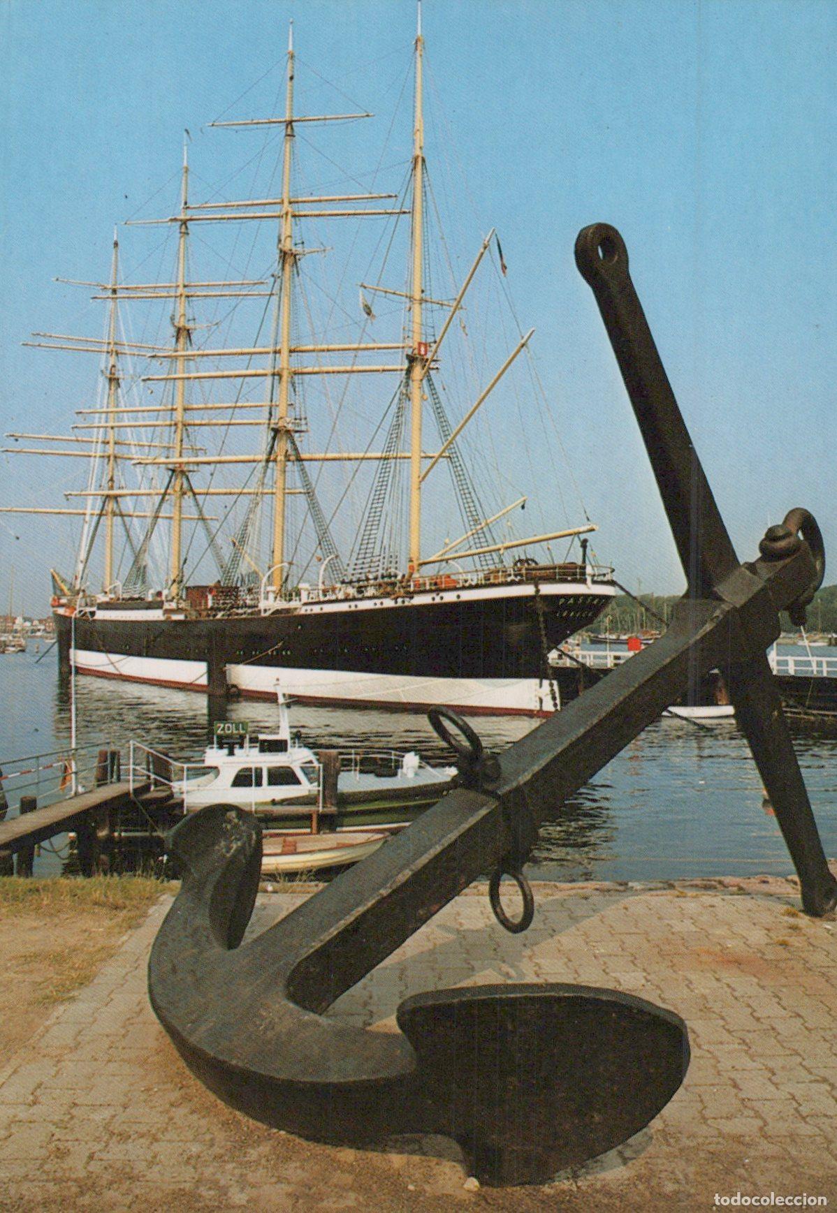 Cartes Postales: Germany Travemunde Passat Sailing Ship and Anchor Seaport View Unposted *YAY023