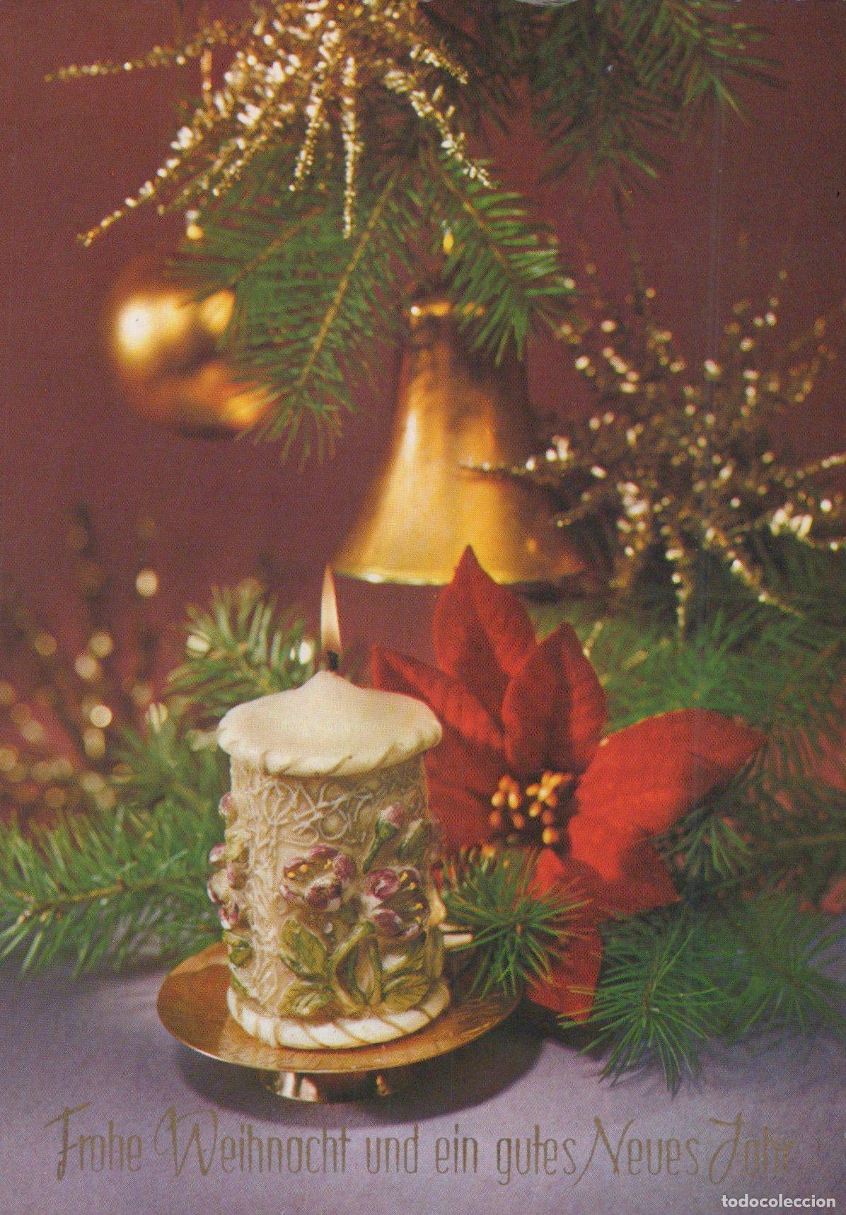 Postais: Germany Hanover Christmas Candle Poinsettia and Fir Branches With Golden *YAY027