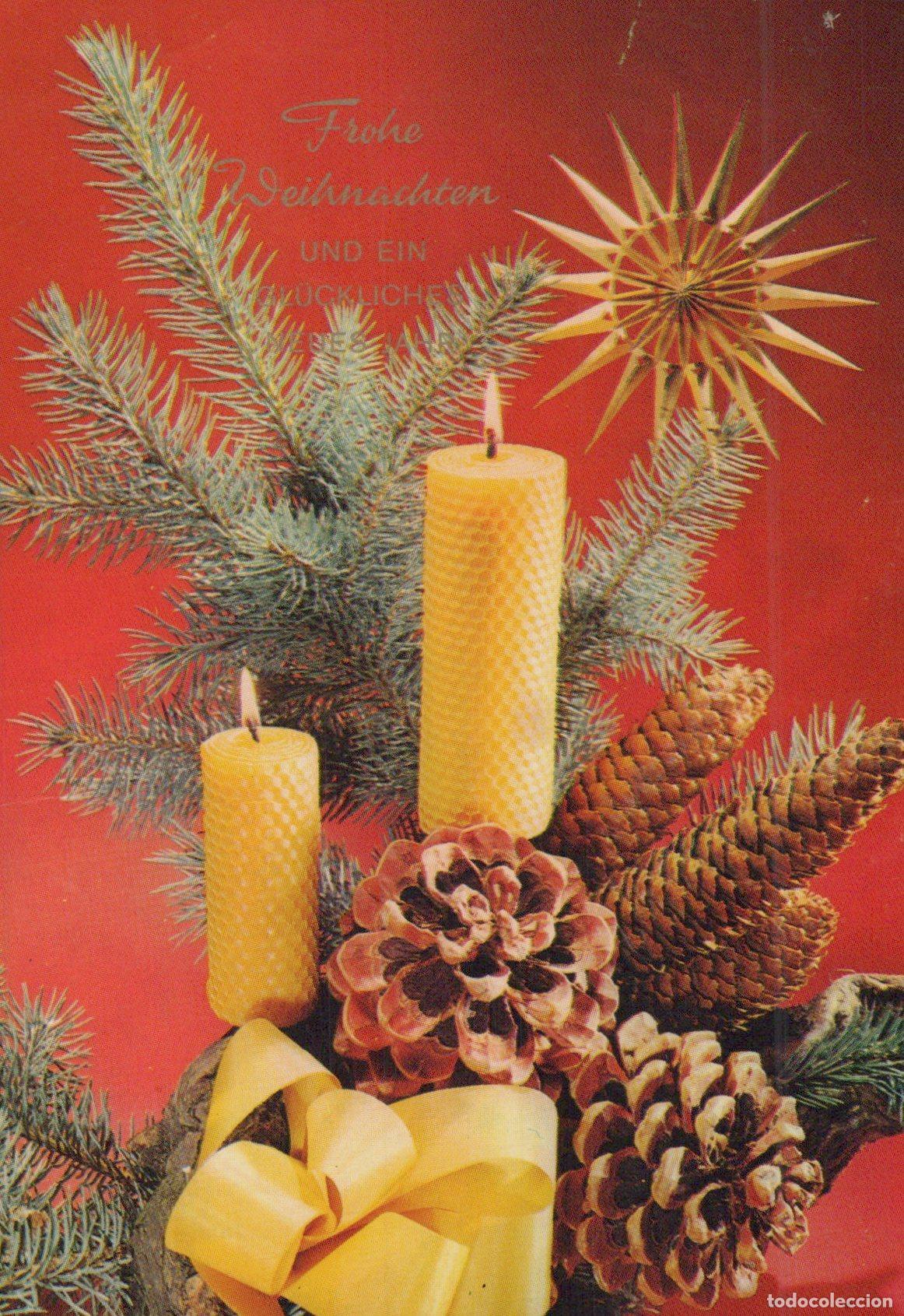 Postais: Germany Hannover Christmas Candles Pine Cones Fir Branches Red *YAY051