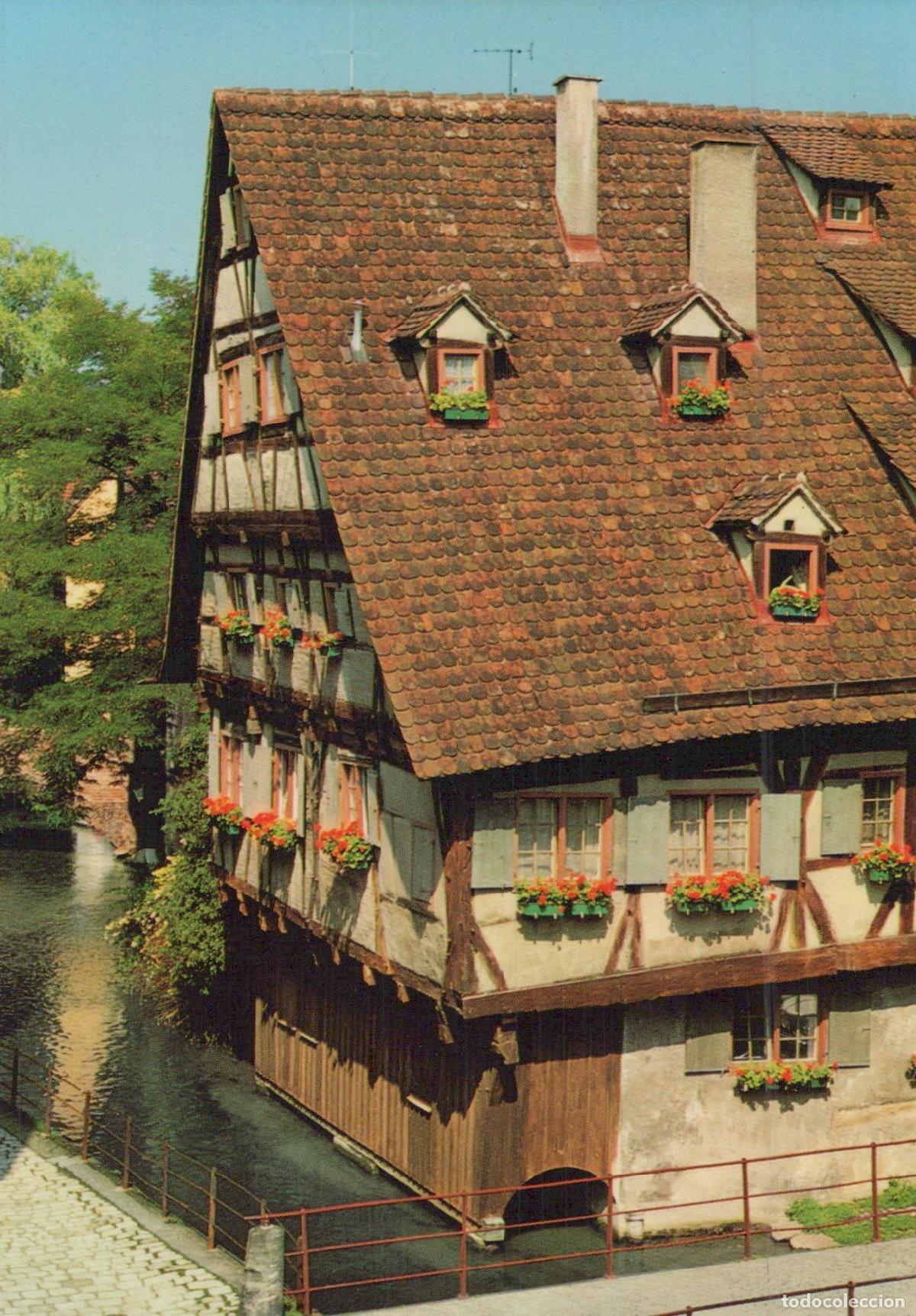 Postais: Germany Ulm The Slanting House Historic Architecture River View Unposted *YAY024