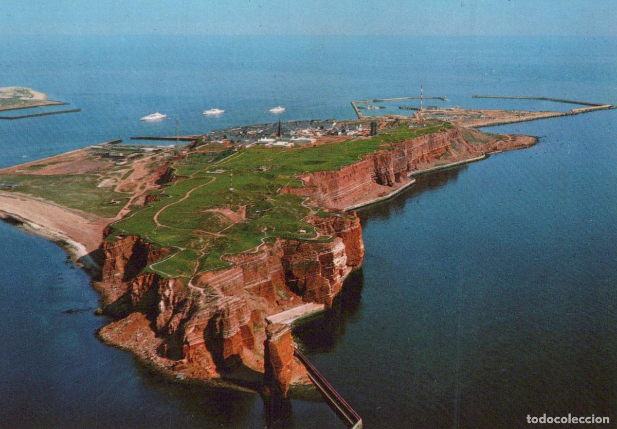 Cartoline: Germany Helgoland Island Aerial View Red Cliffs North Sea Unposted *YAY092