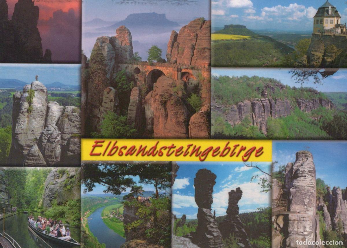 Cartoline: Germany Elbsandsteingebirge Landscape Collage River Rocks Castle *YAY291