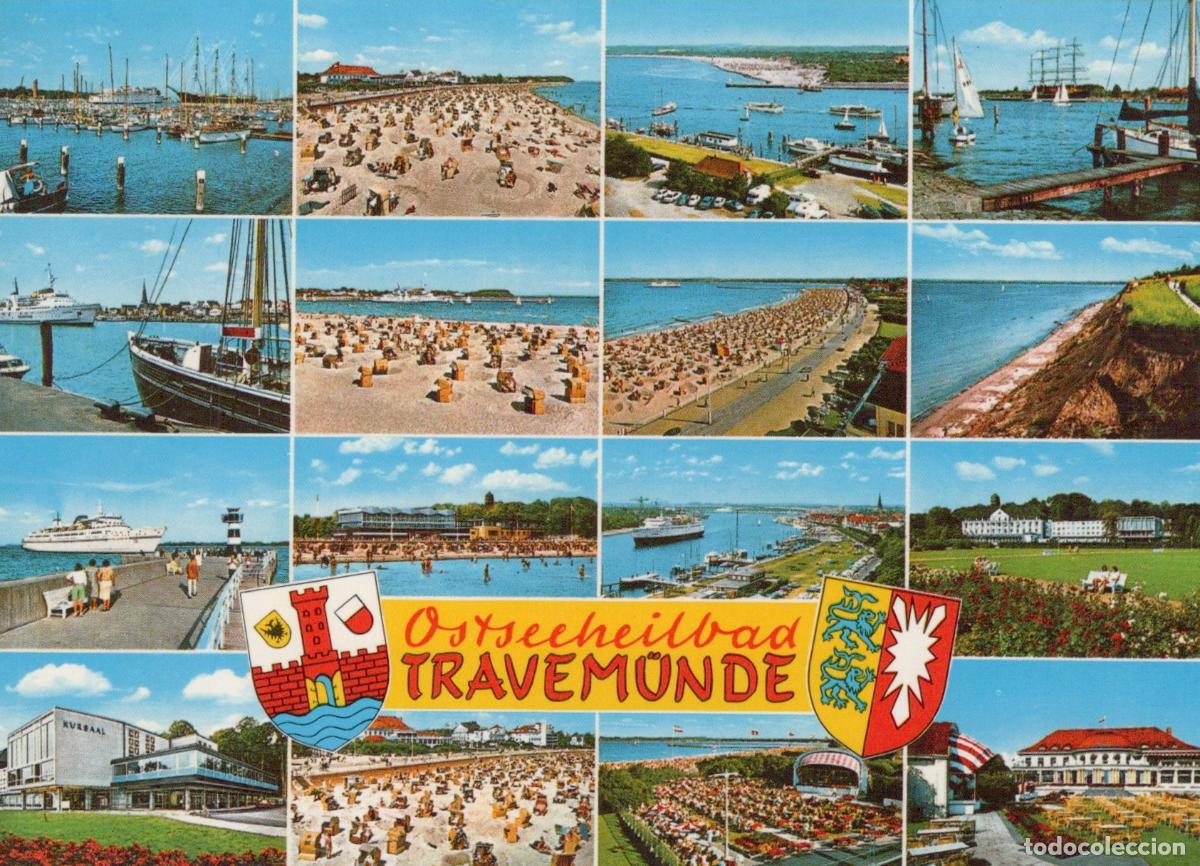 Postais: Germany Travem&uuml;nde Ostseeheilbad Multi View Beach Harbor Unposted *YAY416