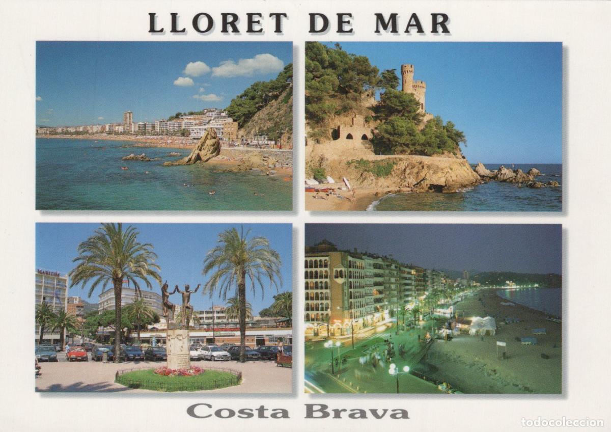 Postais: Spain Lloret de Mar Costa Brava Multi View Beach Town Castle Statue *YAY354