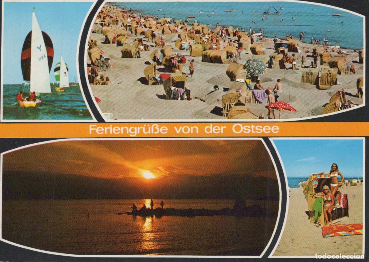 Cartoline: Germany Heiligenhafen Ostseeheilbad Beach Scene Sunset Sailing *YAY163