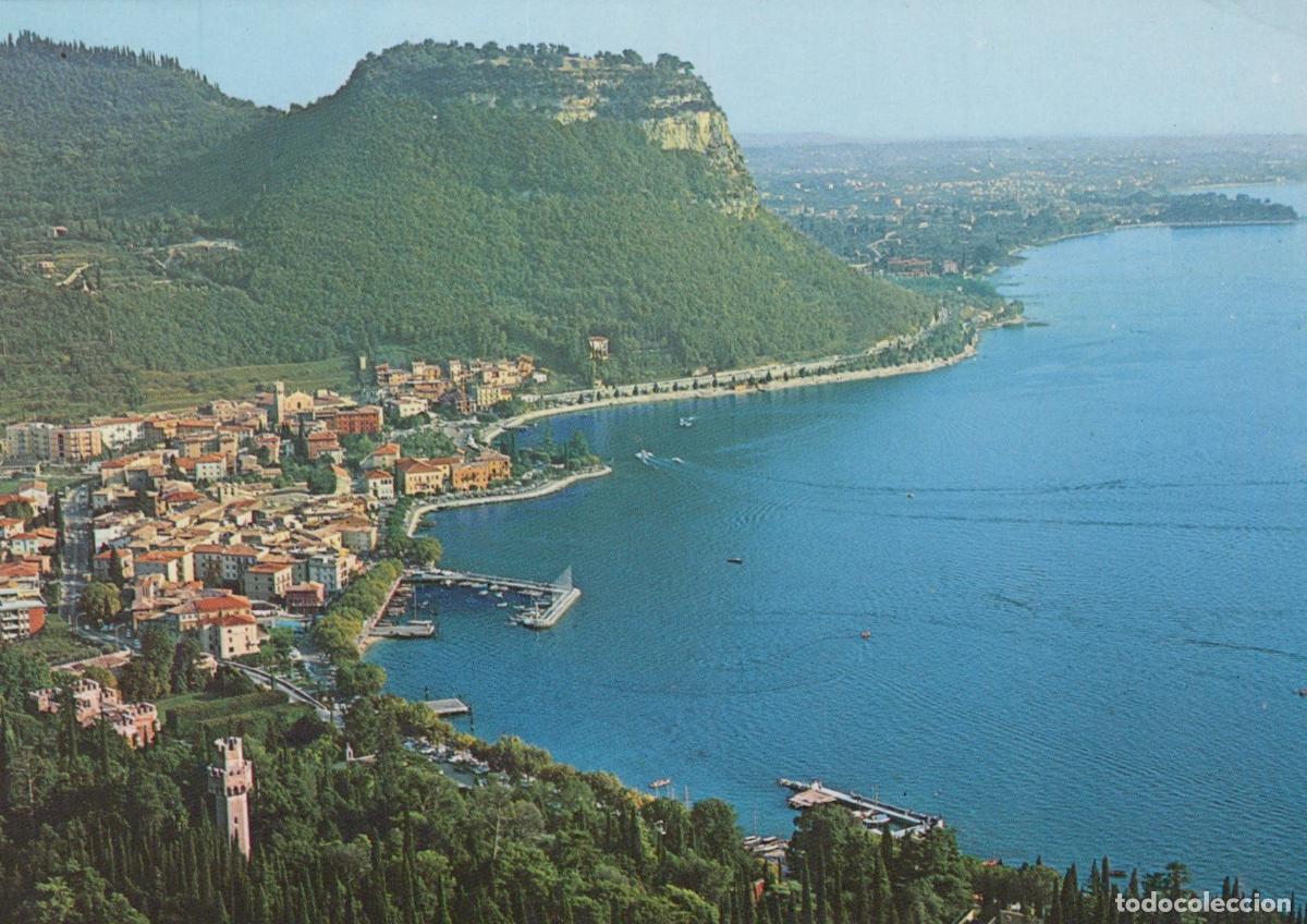 Postales: Italy Garda Lake Aerial View Coastal Town and Mountain Unposted *YAY443