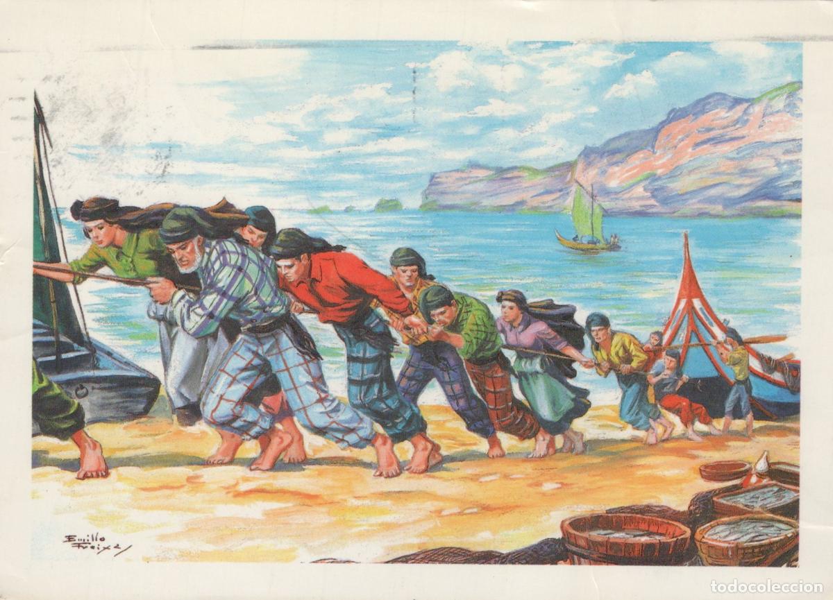 Postcards: Portugal Albufeira Fishermen Pulling Boats Ashore On A Beach in *YAY343