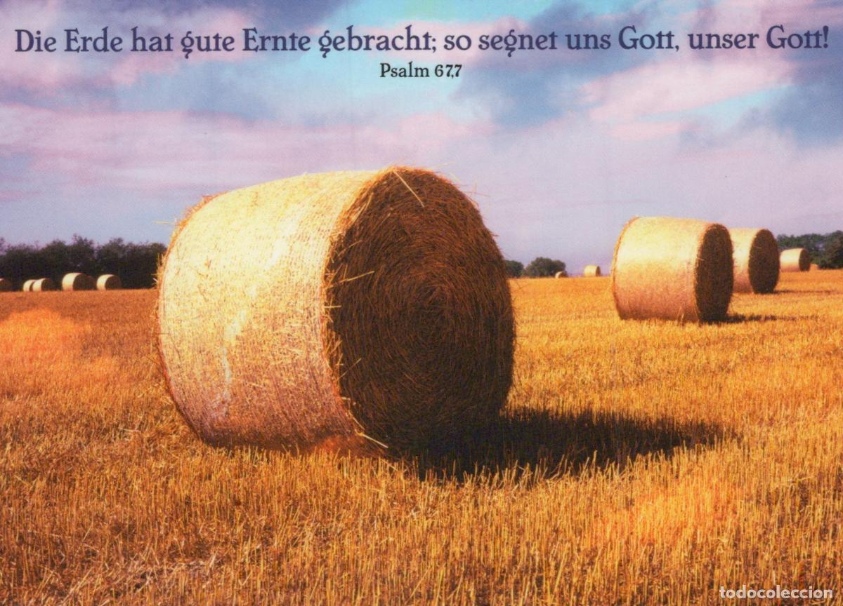 Cartes Postales: Germany Gro&szlig;enhain Rural Landscape Hay Bales Field Harvest Psalm 67 7 *YAY363