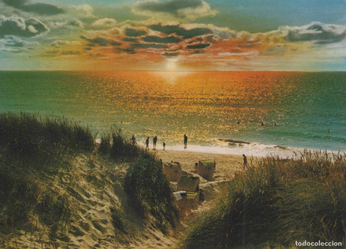Cartes Postales: Germany Borkum Sunset Over North Sea Beach With Dunes and People *YAY172