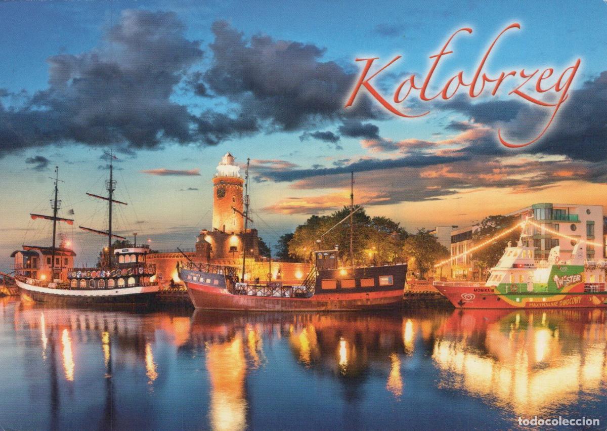 Postkarten: Poland Kołobrzeg Seaport Lighthouse Ships At Sunset *YAY214