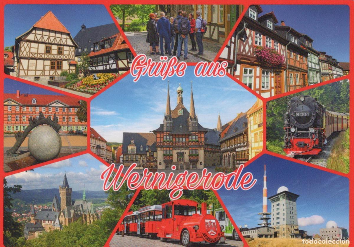 Postkarten: Germany Wernigerode Collage With Castle Steam Train Town Hall Half *YAY495