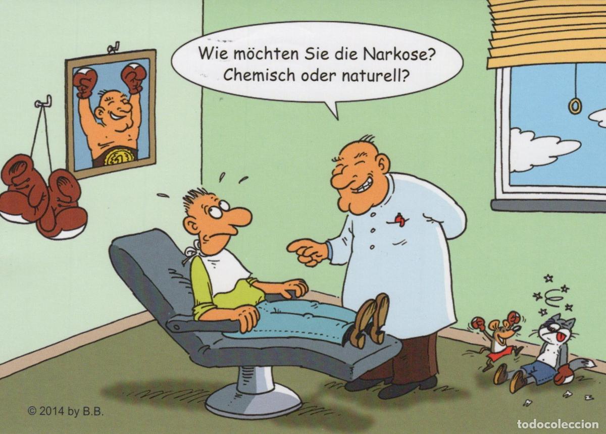 Postkarten: Germany Zwickau Funny Dentist Cartoon Chemical or Natural Anesthesia *YAY387