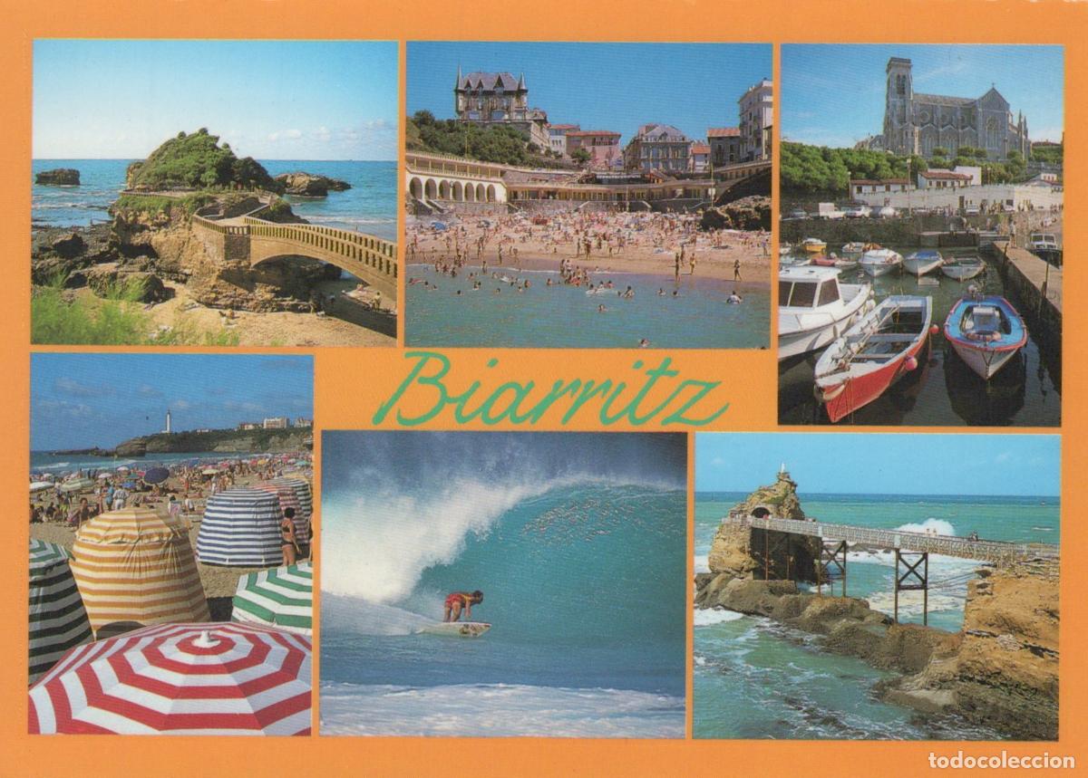 Postais: France Biarritz Multi View Beach Surfing Port Rocher de la Unposted *YAY478
