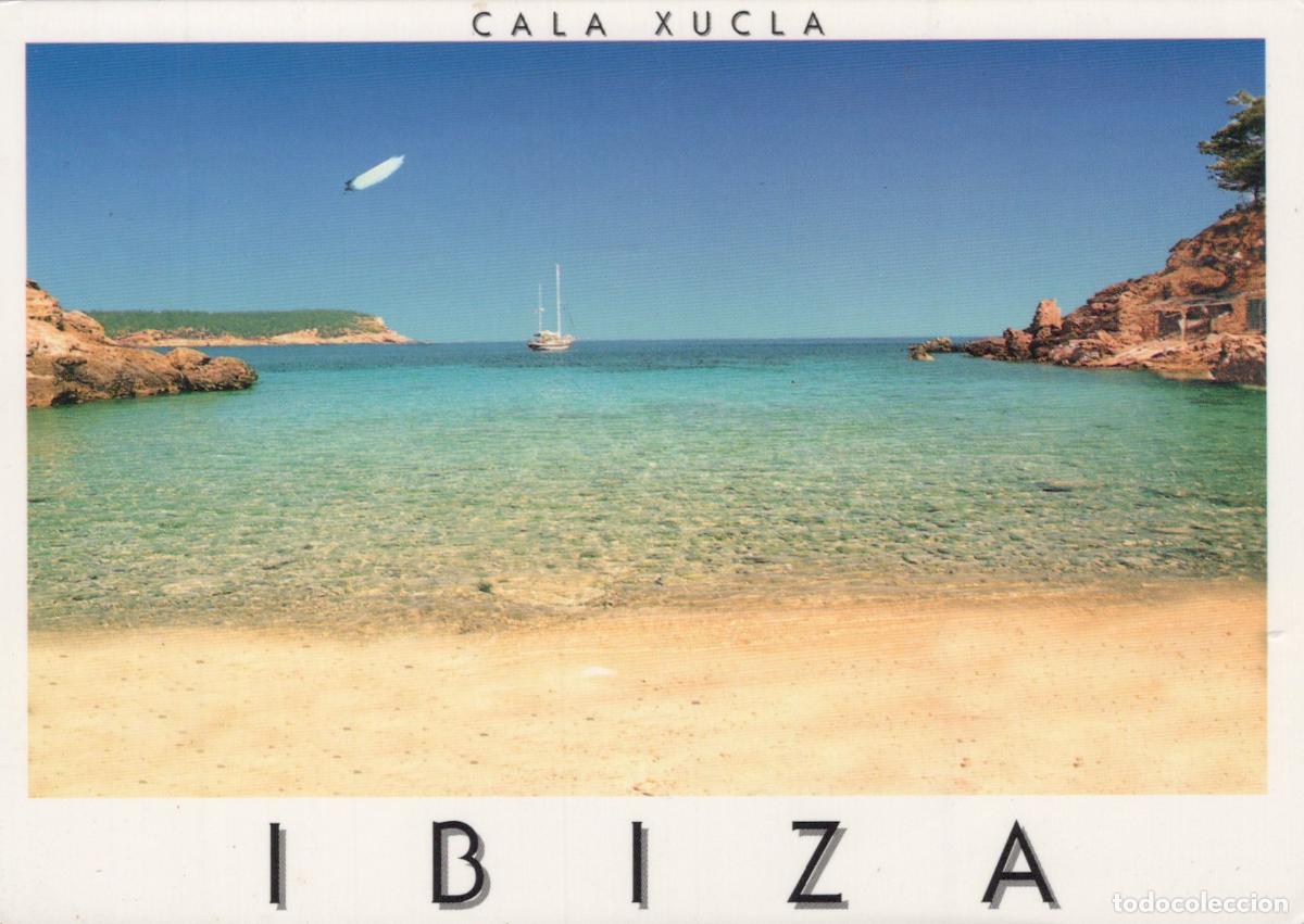 Postcards: Spain Ibiza Cala Xucla Beach With Sailboat Clear Turquoise Water *YAY336