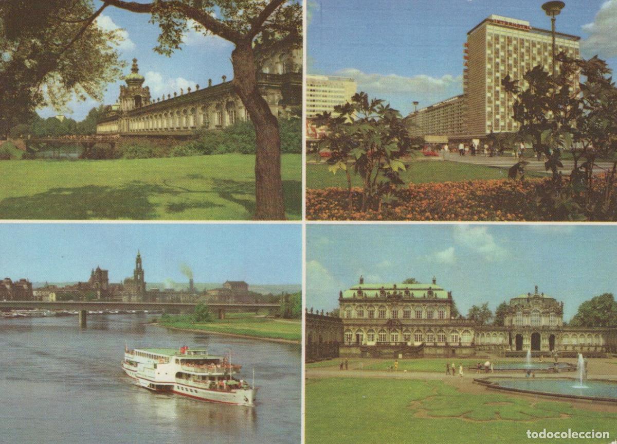 Postcards: Germany Dresden Zwinger Palace Interhotel Newa Elbe River Ship 1987 *YAY215