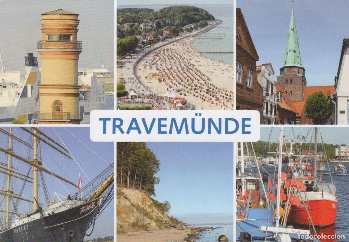 Postcards: Germany Travem&uuml;nde Multi View Lighthouse Beach Sailing Ship Fishing *YAY395
