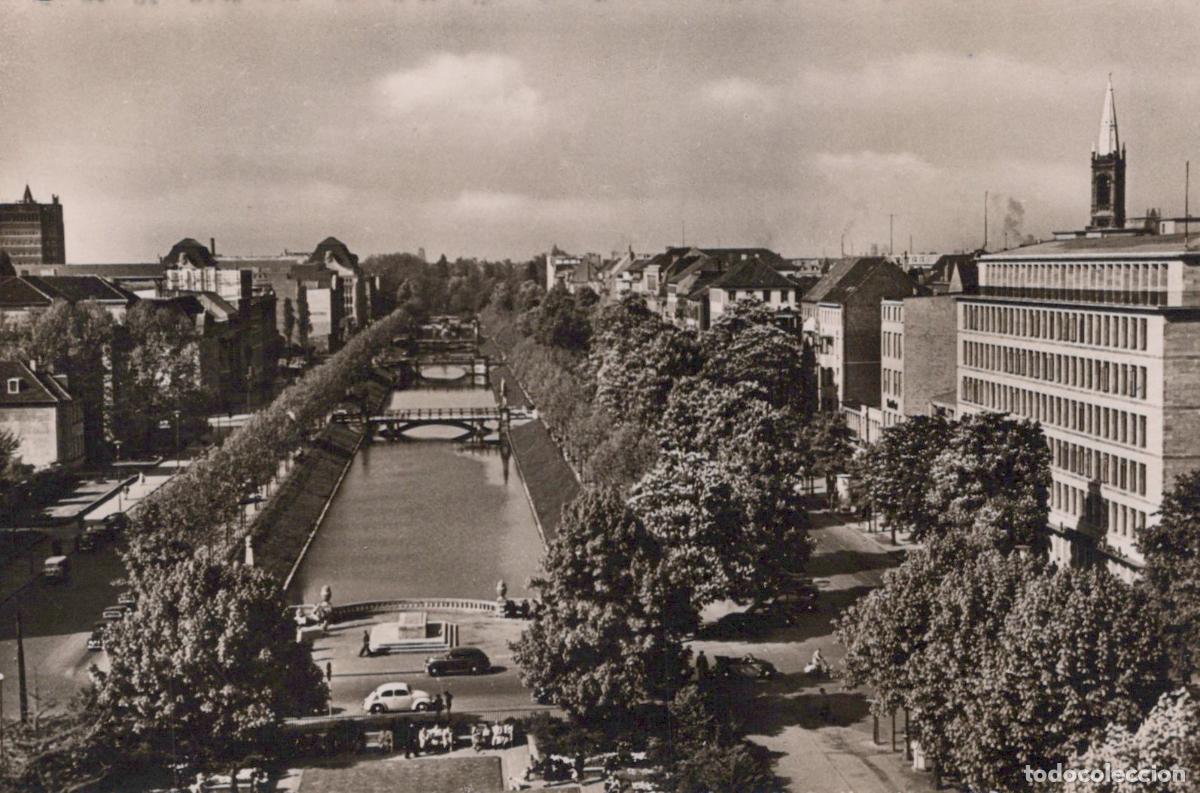 Postcards: Germany D&uuml;sseldorf Aerial View of Canal and Cityscape 1950s *YAY723
