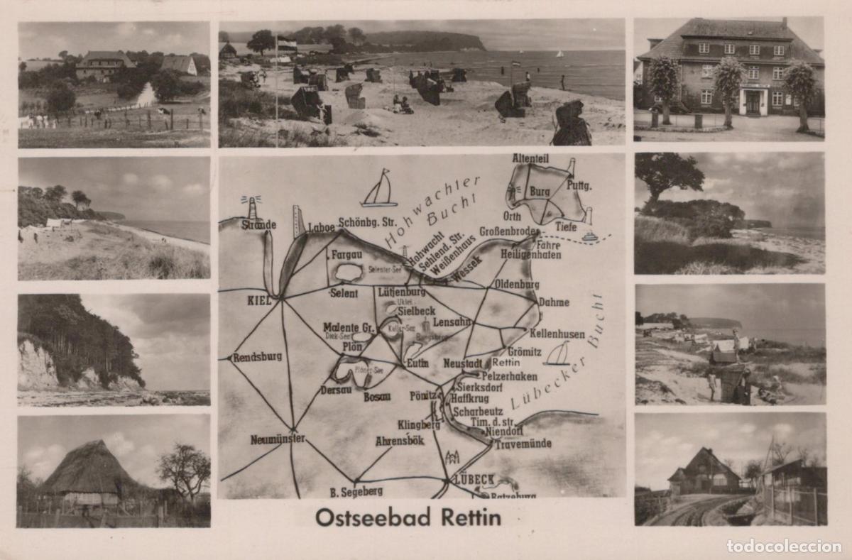 Postcards: Germany Rettin Ostseebad Multi View With Map Beach and Architecture *YAY731