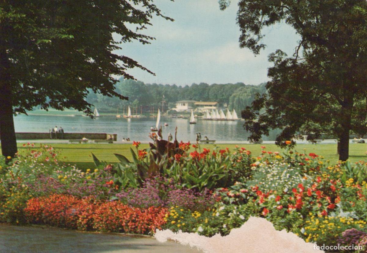 Postcards: Germany M&uuml;nster Aasee Lake With Sailboats and Flower Garden *YAY403
