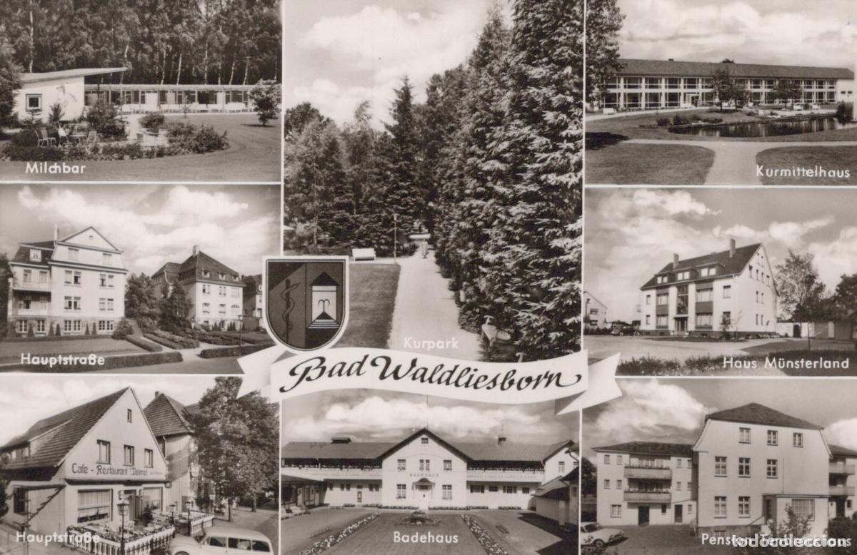 Postcards: Germany Bad Waldliesborn Kurpark Milchbar Kurmittelhaus Hauptstra&szlig;e *YAY794